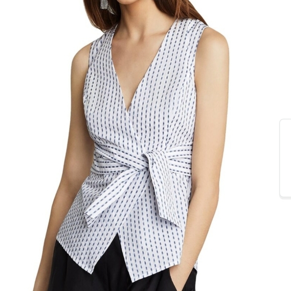 BCBGMAXAZRIA Womens Striped Knot-Front Tank Top - Picture 5 of 7